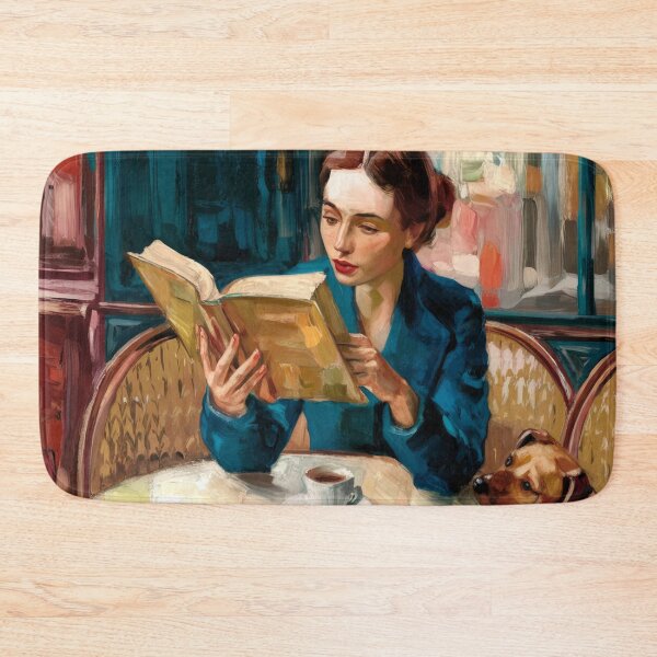 Item preview, Woman Reading at a Parisian Café with Her Dog, Impressionist Painting designed and sold by CARRAANN.