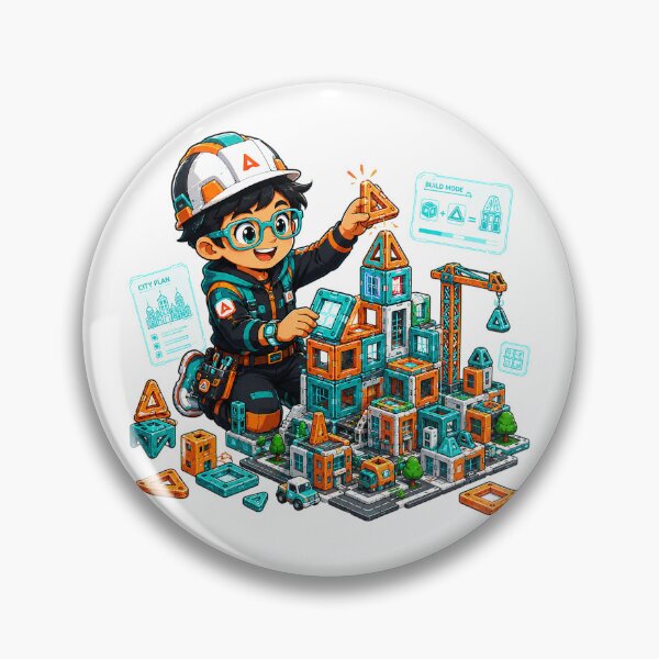 Item preview, Little Architect Building Future City with Magnetic Blocks - Smart Kids Vector Design designed and sold by Nubian Style.