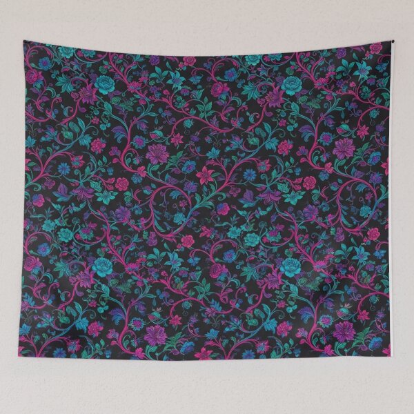 Item preview, Neon Floral Botanical Vines Dark Pattern designed and sold by Owcomm.