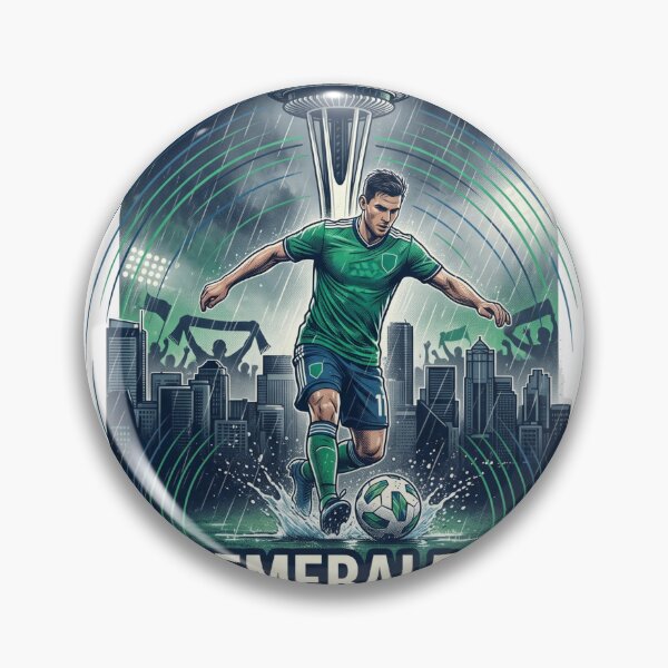 Item preview, Emerald Frequency Seattle Soccer Rain Space Needle Art designed and sold by Pandora´s Box.