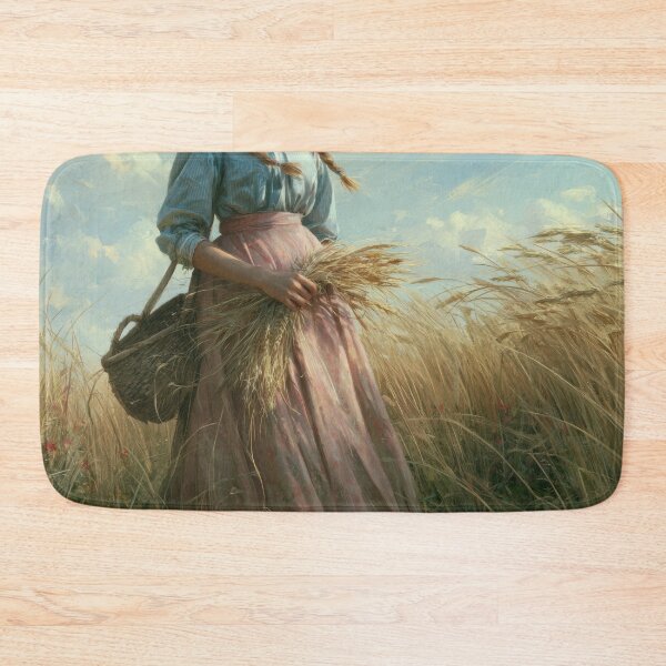 Item preview, Woman Gathering Wheat in a Golden Summer Field designed and sold by Shannon Hilson.