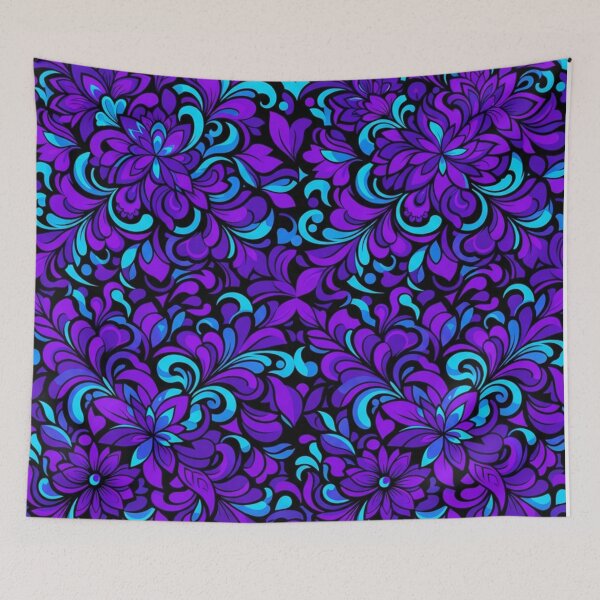Item preview, Vibrant Purple and Cyan Floral Pattern designed and sold by Owcomm.