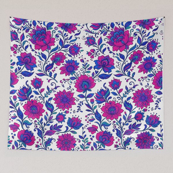 Item preview, Vibrant Magenta And Blue Floral Pattern designed and sold by Owcomm.