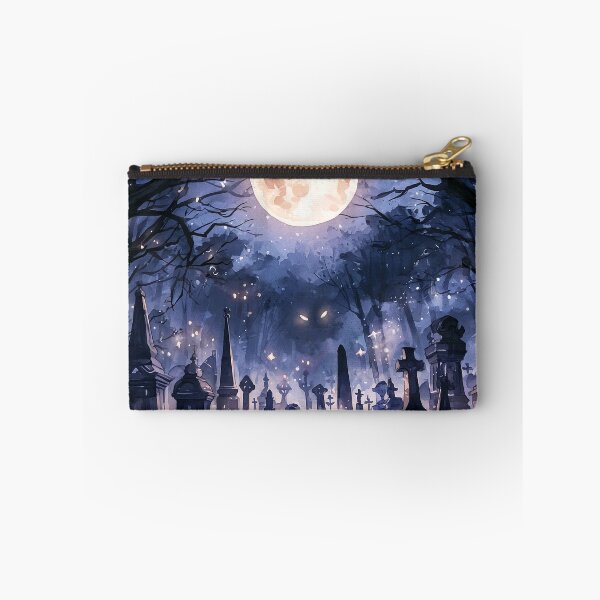Item preview, Moonlit Graveyard Halloween Watercolor Cemetery Print designed and sold by Nine Lives Studio.
