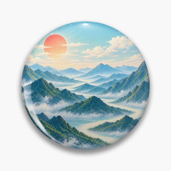 Item preview, Dreamy Misty Mountain River Landscape designed and sold by DoobleU.