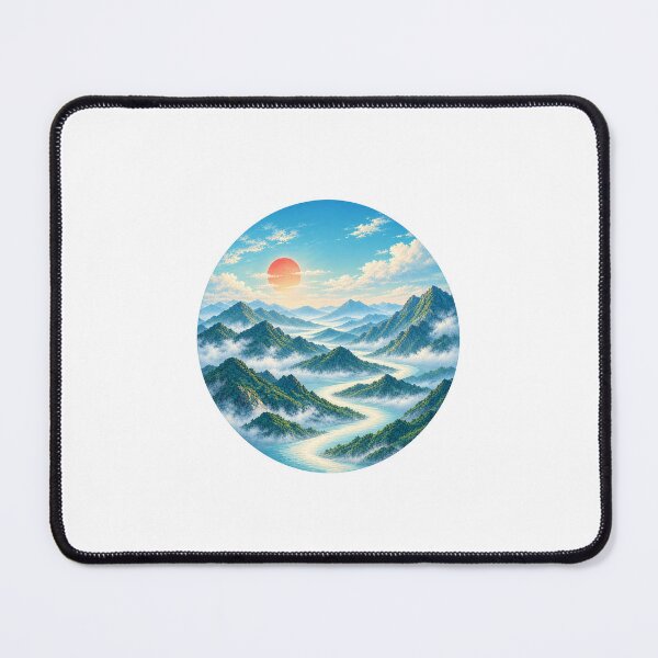 Item preview, Dreamy Misty Mountain River Landscape designed and sold by DoobleU.