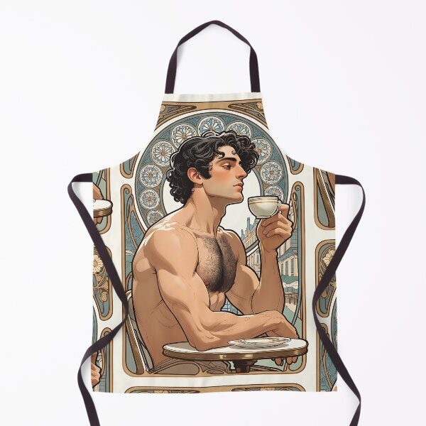 Item preview, Art Nouveau Man Drinking Coffee Print - Mucha Style Cafe Portrait Illustration designed and sold by ZhivanCrimson.
