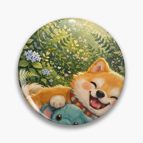 Item preview, Joyful Shiba Puppy Hugging Elephant Plush designed and sold by Pure Craft.