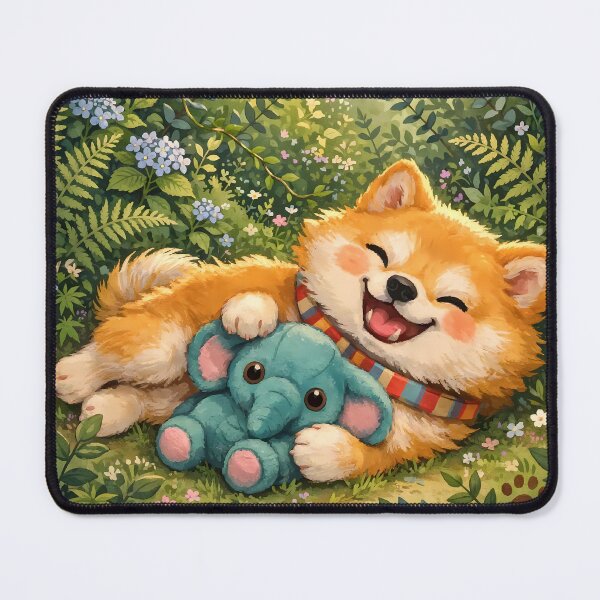 Item preview, Joyful Shiba Puppy Hugging Elephant Plush designed and sold by Pure Craft.