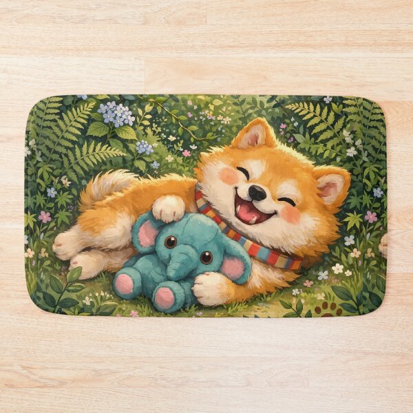 Item preview, Joyful Shiba Puppy Hugging Elephant Plush designed and sold by Pure Craft.