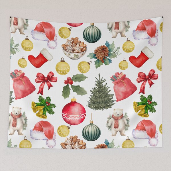 Item preview, Christmas watercolour pattern designed and sold by BigfeetLittlepaws.
