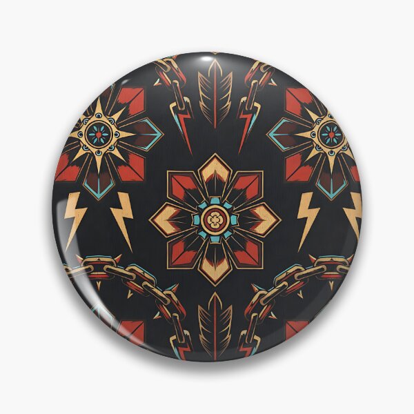 Item preview, Tribal Compass Chain Seamless Pattern Print - Bold Geometric Tattoo Style Design designed and sold by ZhivanCrimson.