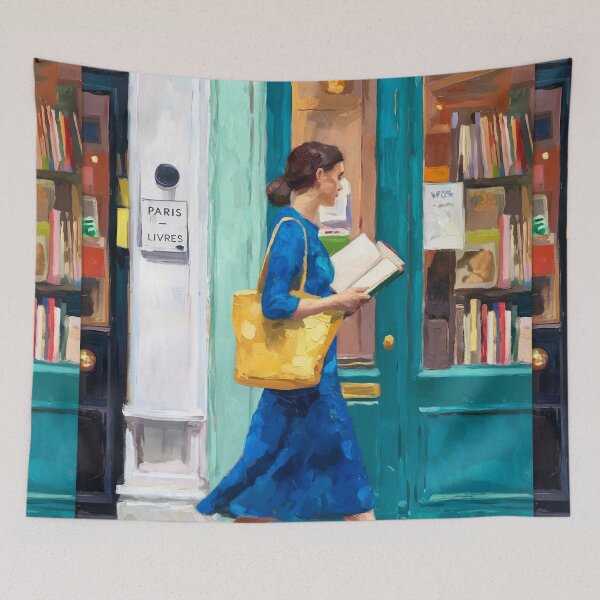 Item preview, Woman Walking and Reading with Her Dog, Parisian Impressionist Painting designed and sold by CARRAANN.