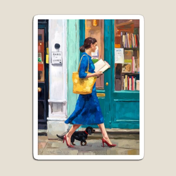 Item preview, Woman Walking and Reading with Her Dog, Parisian Impressionist Painting designed and sold by CARRAANN.