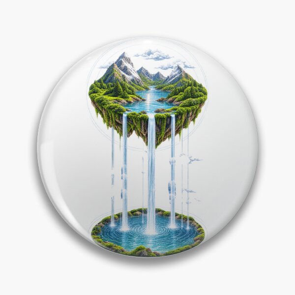 Item preview, Floating Island Waterfall Fantasy Landscape Art  designed and sold by LC&LCPlatform.