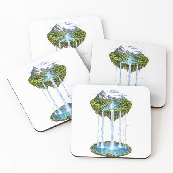 Item preview, Floating Island Waterfall Fantasy Landscape Art  designed and sold by LC&LCPlatform.