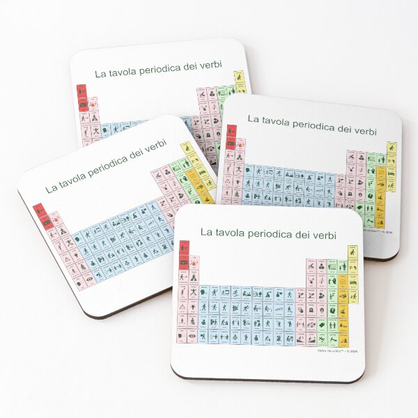 Item preview, A playful visual periodic table of Italian verbs - green letters designed and sold by VerbaDidactica.