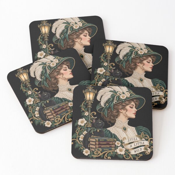 Item preview, Edwardian Lady & Black Cat Embroidery – Still a Little Wild Vintage Art designed and sold by Emoji Emblems.