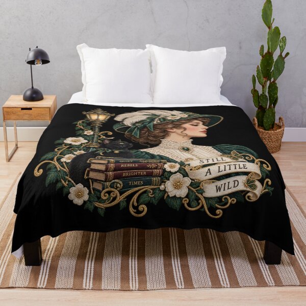 Item preview, Edwardian Lady & Black Cat Embroidery – Still a Little Wild Vintage Art designed and sold by Emoji Emblems.