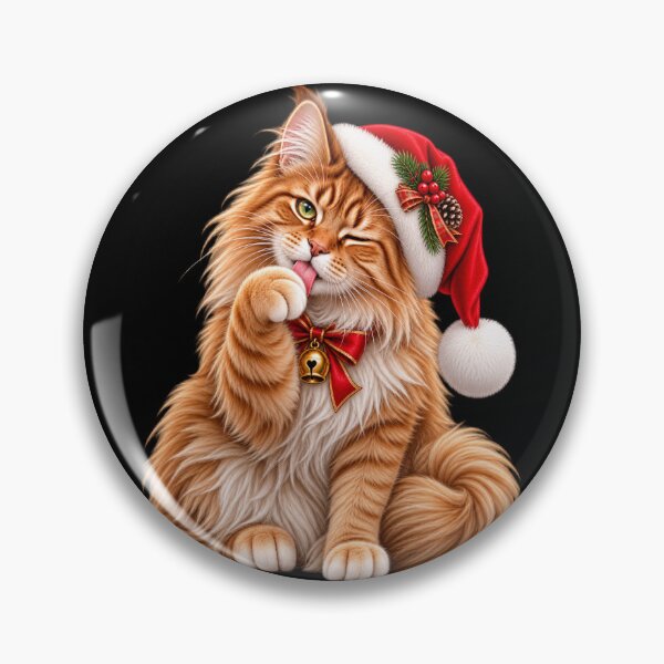Item preview, Cute Fluffy Orange Cat in Santa Hat Christmas designed and sold by StaticEmpire.