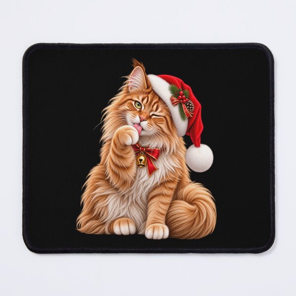Item preview, Cute Fluffy Orange Cat in Santa Hat Christmas designed and sold by StaticEmpire.
