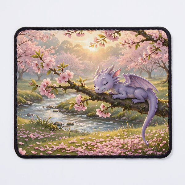 Item preview, An Adorable Pink Dragon Sleeps Among the Sunlit Cherry Blossoms designed and sold by Fanta-sticky.