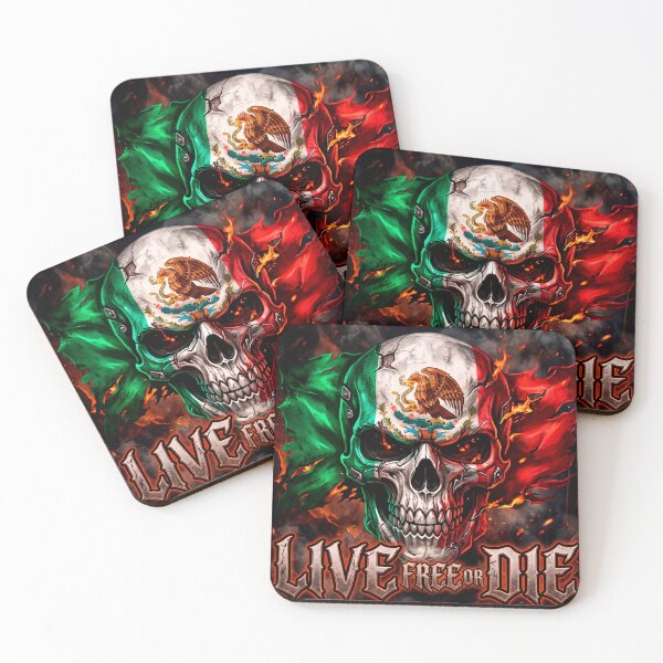 Item preview, Live free Or Die - Dark Chicano Tattoo Mexican Flag Skull designed and sold by StickersArcoiris.