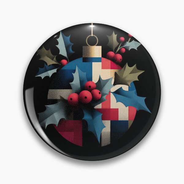 Item preview, Geometric Plaid Christmas Ornament with Holly Berries designed and sold by colorful-white.