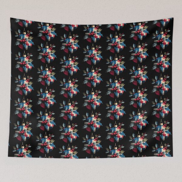 Item preview, Geometric Plaid Christmas Ornament with Holly Berries designed and sold by colorful-white.