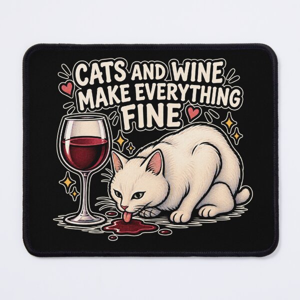 Item preview, Cats and Wine Make Everything Fine - Funny Cat Lover Design designed and sold by DogLord.