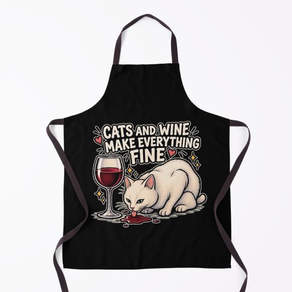 Item preview, Cats and Wine Make Everything Fine - Funny Cat Lover Design designed and sold by DogLord.