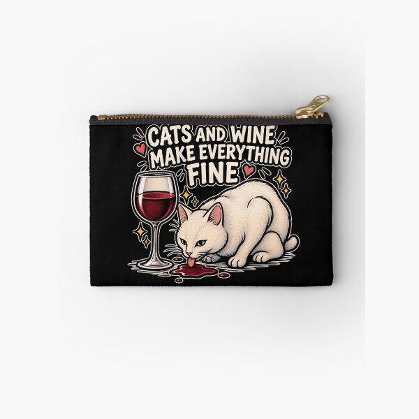 Item preview, Cats and Wine Make Everything Fine - Funny Cat Lover Design designed and sold by DogLord.