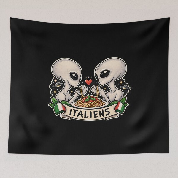Item preview, Italiens - Funny Alien Spaghetti Pasta Pun designed and sold by DogLord.