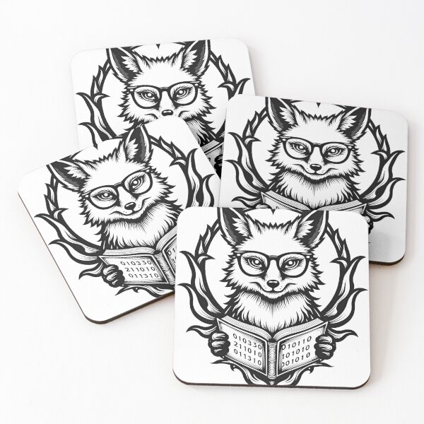 Item preview, AI Fox with Binary Book - Tribal Tattoo Flash designed and sold by Qubivibe.