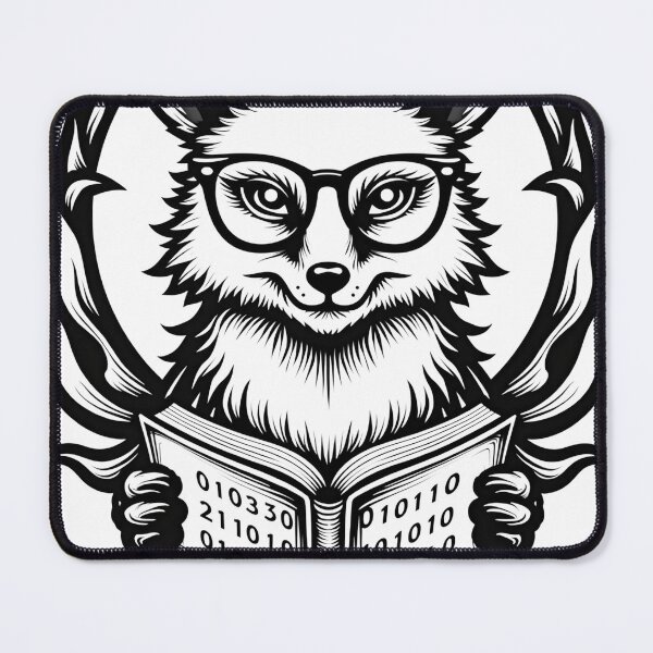 Item preview, AI Fox with Binary Book - Tribal Tattoo Flash designed and sold by Qubivibe.