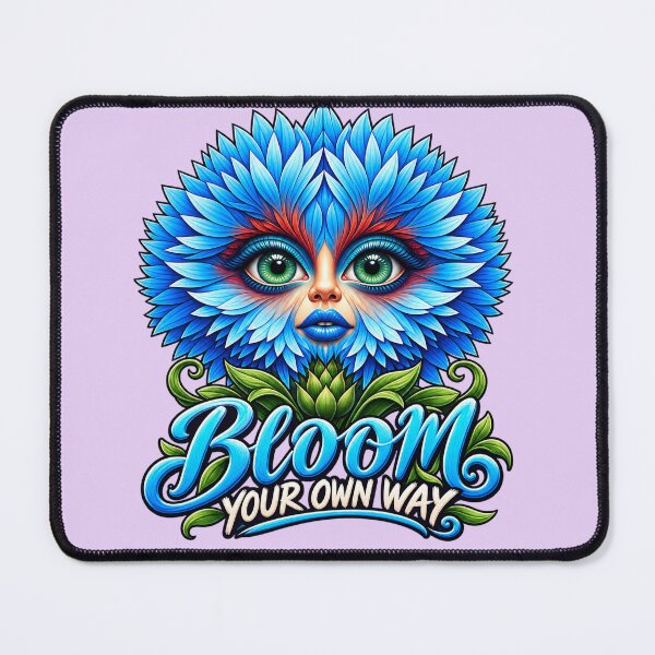 Item preview, Bloom Your Own Way — Surreal Blue Flower Face designed and sold by flashARTstudio.