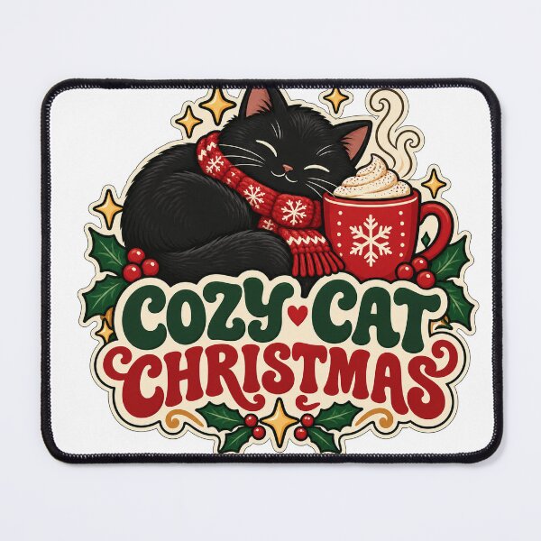 Item preview, Cozy Cat Christmas - Black Cat and Cocoa designed and sold by lubushop1.