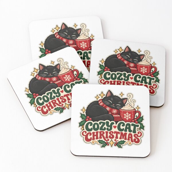 Item preview, Cozy Cat Christmas - Black Cat and Cocoa designed and sold by lubushop1.