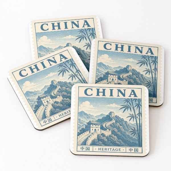 Item preview, Great Wall of China Vintage Stamp Poster | Ancient China Landscape Art | Traditional Asian Heritage Design designed and sold by TialCorner.