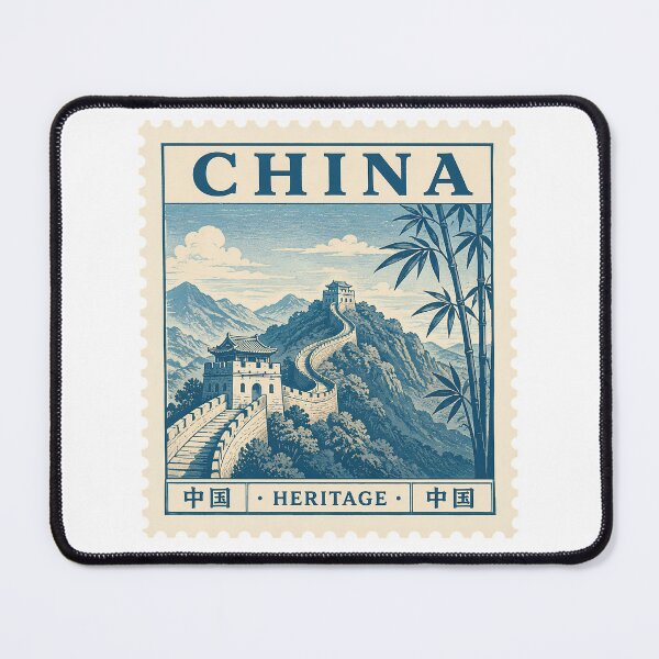 Item preview, Great Wall of China Vintage Stamp Poster | Ancient China Landscape Art | Traditional Asian Heritage Design designed and sold by TialCorner.