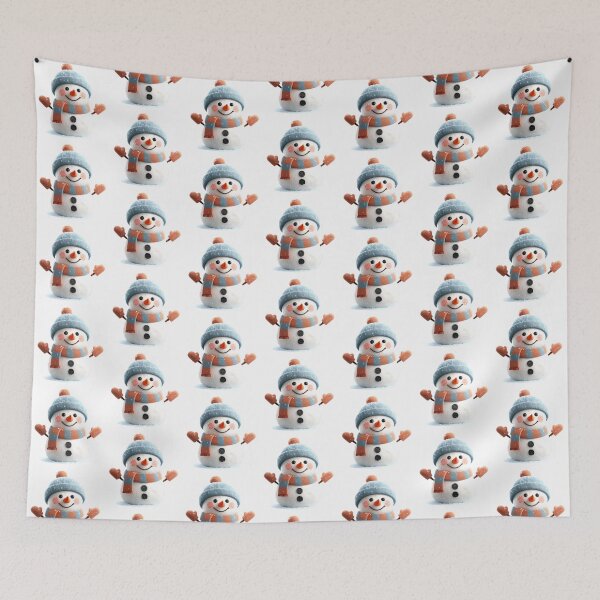 Item preview, Adorable Snowman with Blue Beanie and Orange Scarf designed and sold by colorful-white.