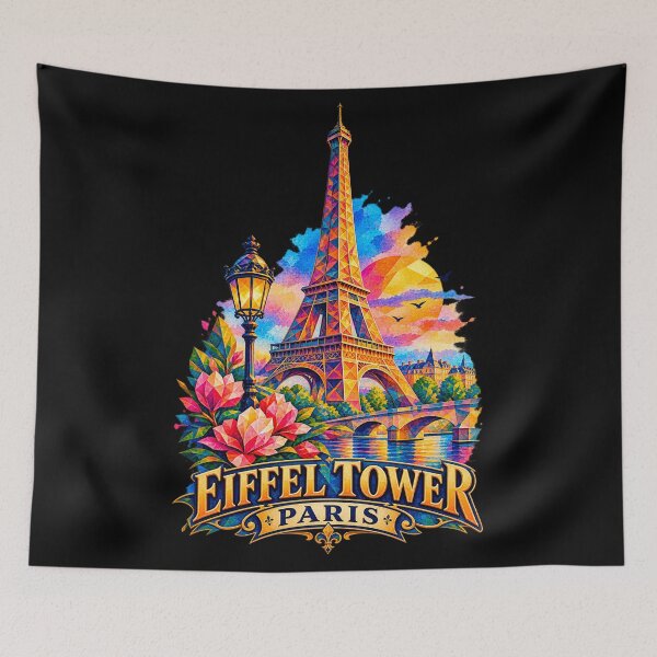 Item preview, ✔ Colorful Geometric Watercolor Art of the Eiffel Tower in Paris – For Travel and Adventure Lovers. designed and sold by Geometric Art..