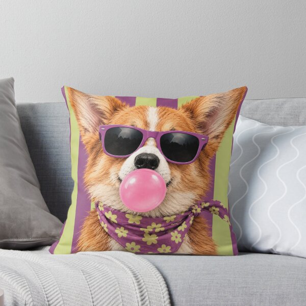 Item preview, Cool Corgi Blowing Bubble Gum in Purple Sunglasses designed and sold by AnyGil.