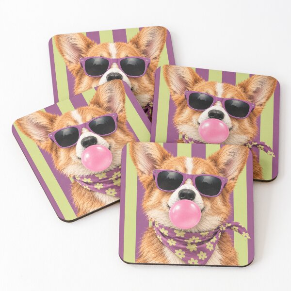 Item preview, Cool Corgi Blowing Bubble Gum in Purple Sunglasses designed and sold by AnyGil.