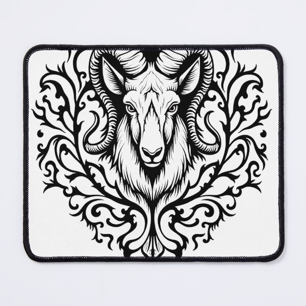Item preview, Bold Black Ink Ram Head Tattoo Flash Design designed and sold by Qubivibe.
