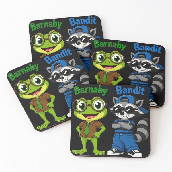 Item preview, Barnaby and Bandit Cute Frog and Raccoon Friends Graphic designed and sold by Chaotic Critters.