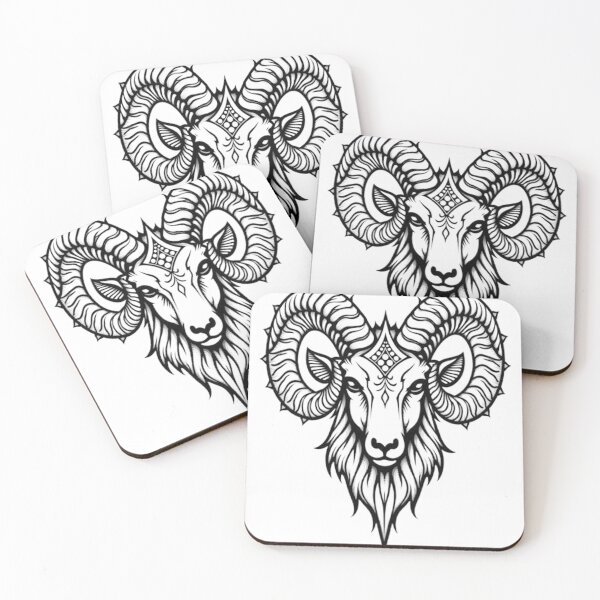 Item preview, Stylized Aries Ram Head Tattoo Flash Design designed and sold by Qubivibe.