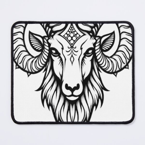 Item preview, Stylized Aries Ram Head Tattoo Flash Design designed and sold by Qubivibe.