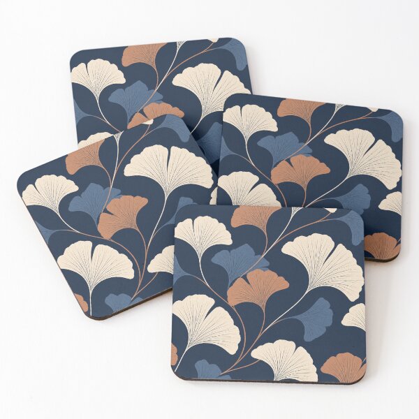 Item preview, Navy Ginkgo Leaf Botanical Pattern designed and sold by TrendPulseCo.