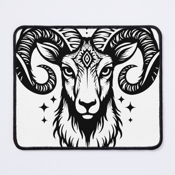 Item preview, Bold Black Ink Ram Head with Mandalas for Aries Lovers designed and sold by Qubivibe.